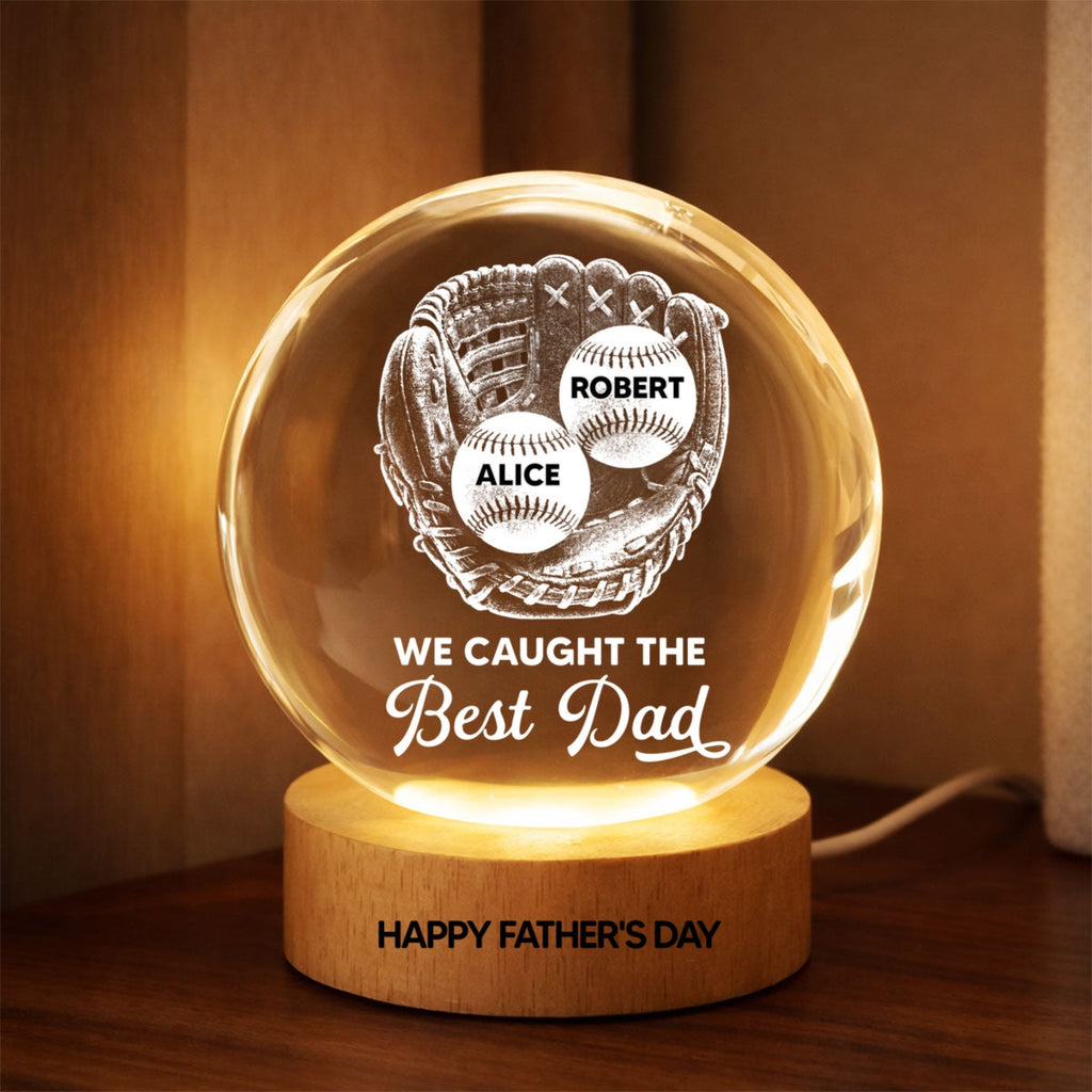 Personalized Crystal Globe Lamp Gift for Dad - Baseball Lovers