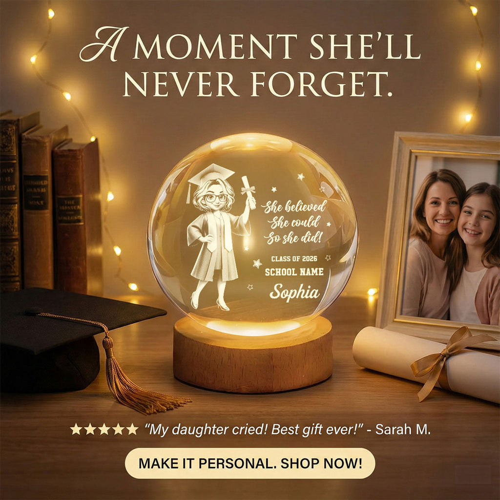 Personalized Crystal Globe Lamp for Graduates Class of 2026 Gift