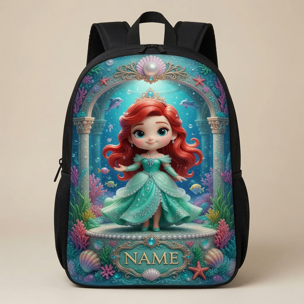 Personalized Princess Avatar Backpack Set for Girls - Custom Name, Lunch Bag & Water Bottle School Bag+ GradoCreations