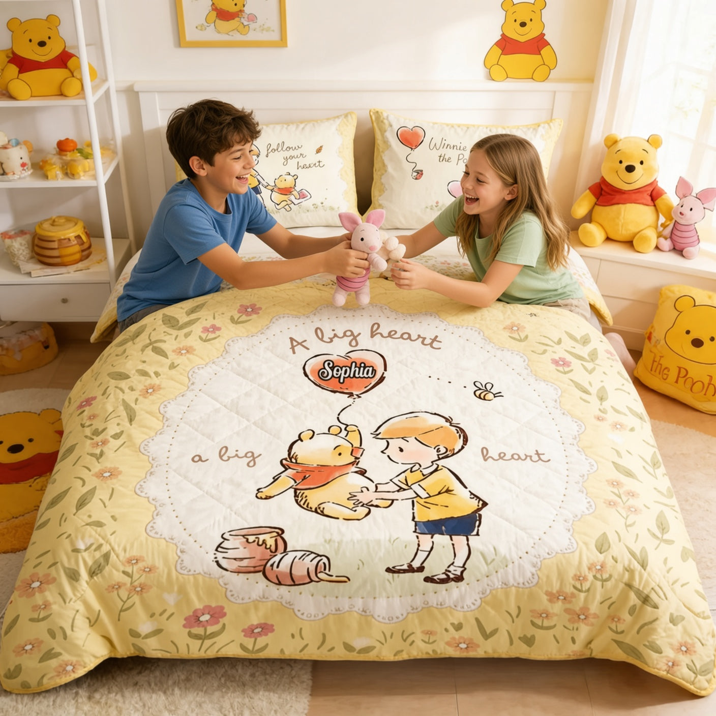 Personalized Quilted Bedding Set Custom Name Gift for Kids Quilted Bedding Set GradoCreations