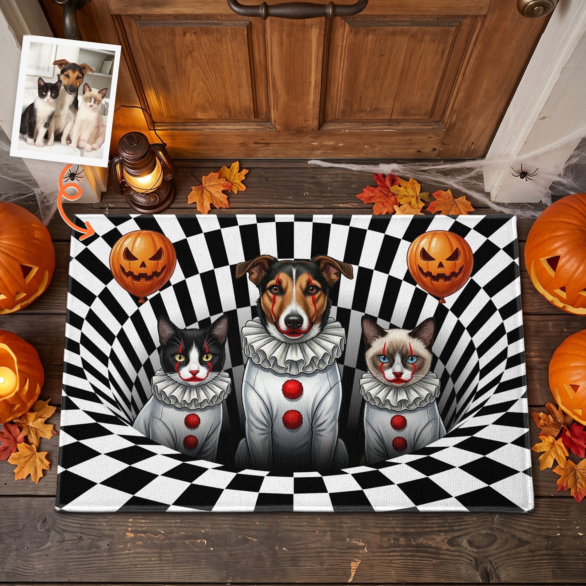 Personalized Spooky Pet Portrait Door Mat for Halloween Gift Door Mat GradoCreations