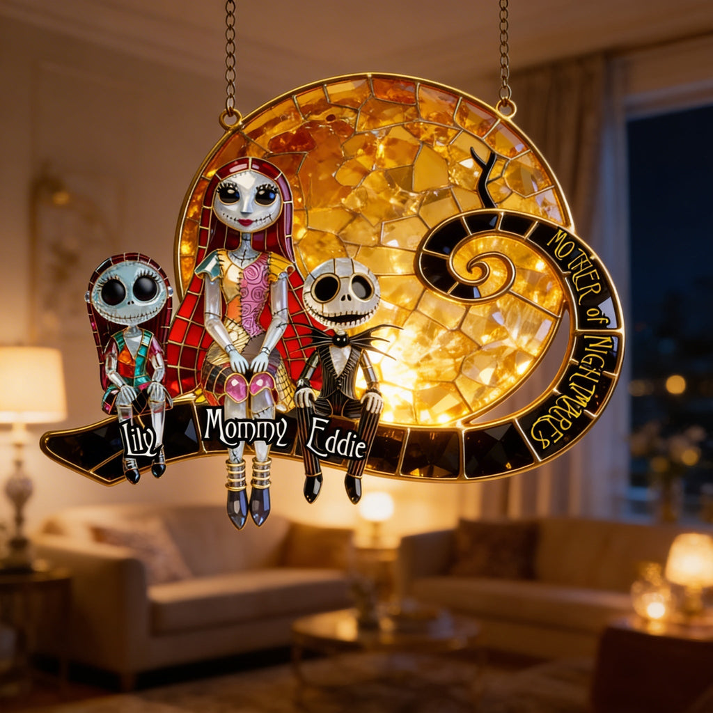 Personalized Acrylic Suncatcher Skeleton Family Home Decor Halloween Gift Window Hanging Suncatcher GradoCreations