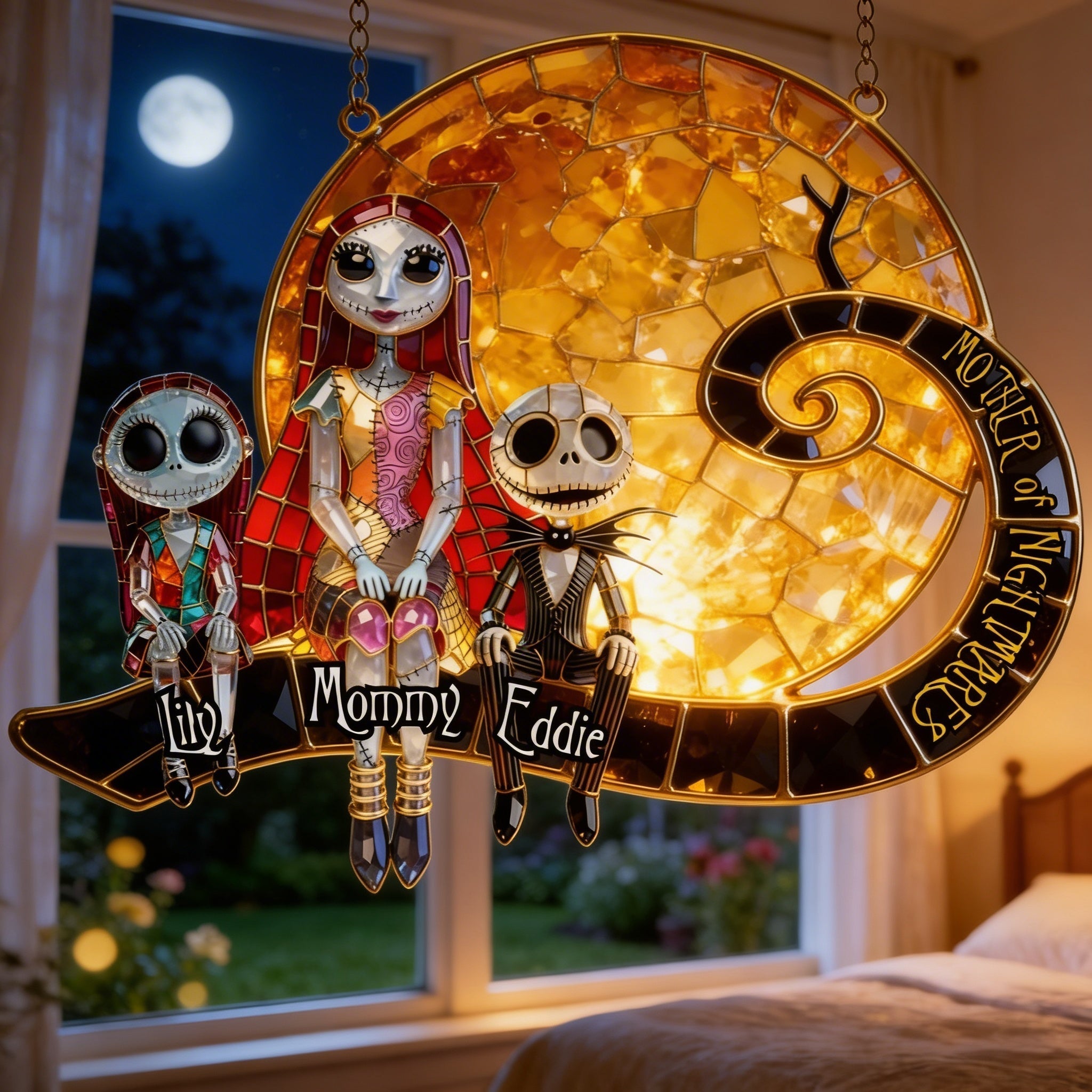 Personalized Acrylic Suncatcher Skeleton Family Home Decor Halloween Gift Window Hanging Suncatcher GradoCreations