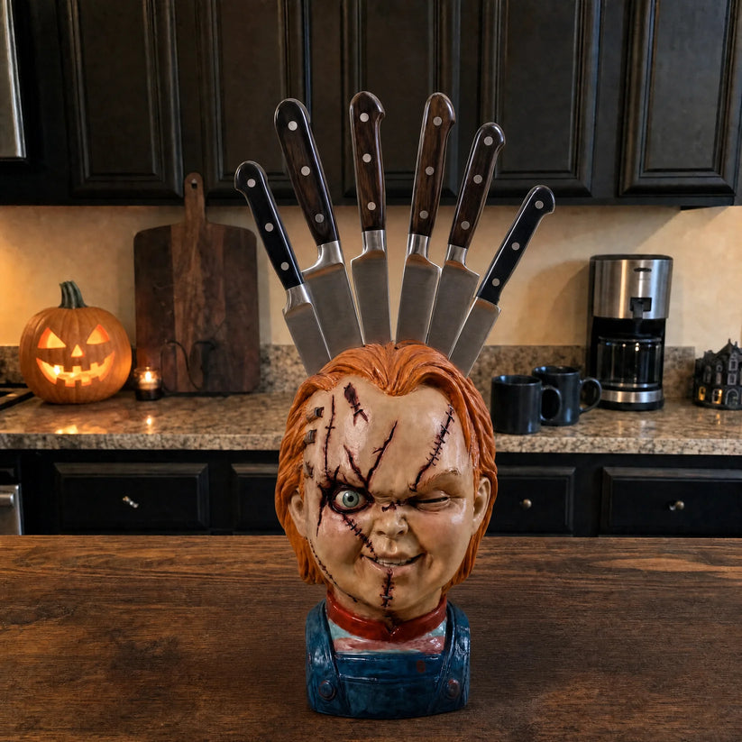 Horror Knife Holder Chucky Figurine Kitchen Decor for Halloween 3D Physic Product GradoCreations