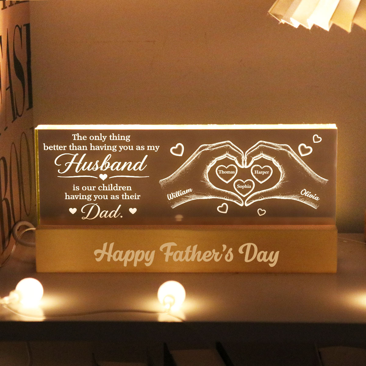 Personalized 3D LED Light Custom Family Name Gift for Dad
