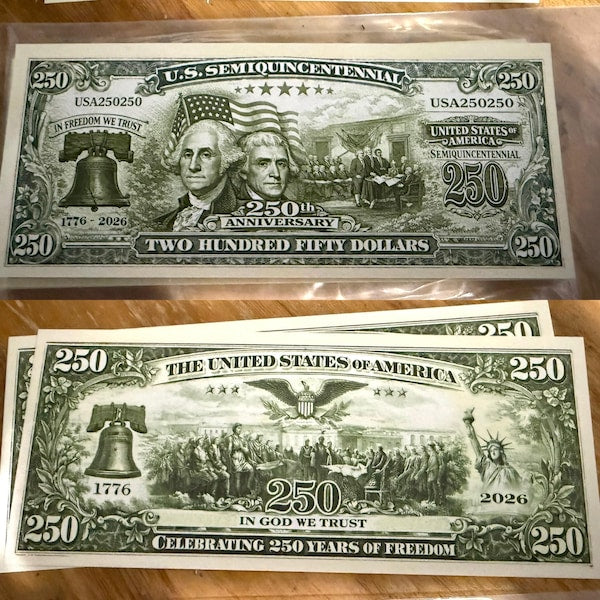 Pack of 20 Commemorative Bills 250th Anniversary Gift for Family Commemorative Bills GradoCreations