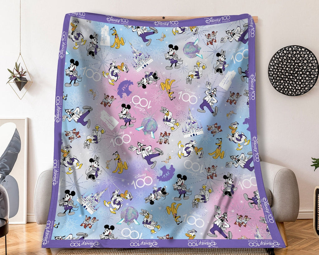 Personalized 100th Anniversary Mouse Blanket Soft Flannel Gift Blanket GradoCreations