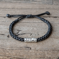 Personalized Adjustable Leather Bracelet Custom Name Gift for Dad HN590 - Bracelet fix GradoCreations