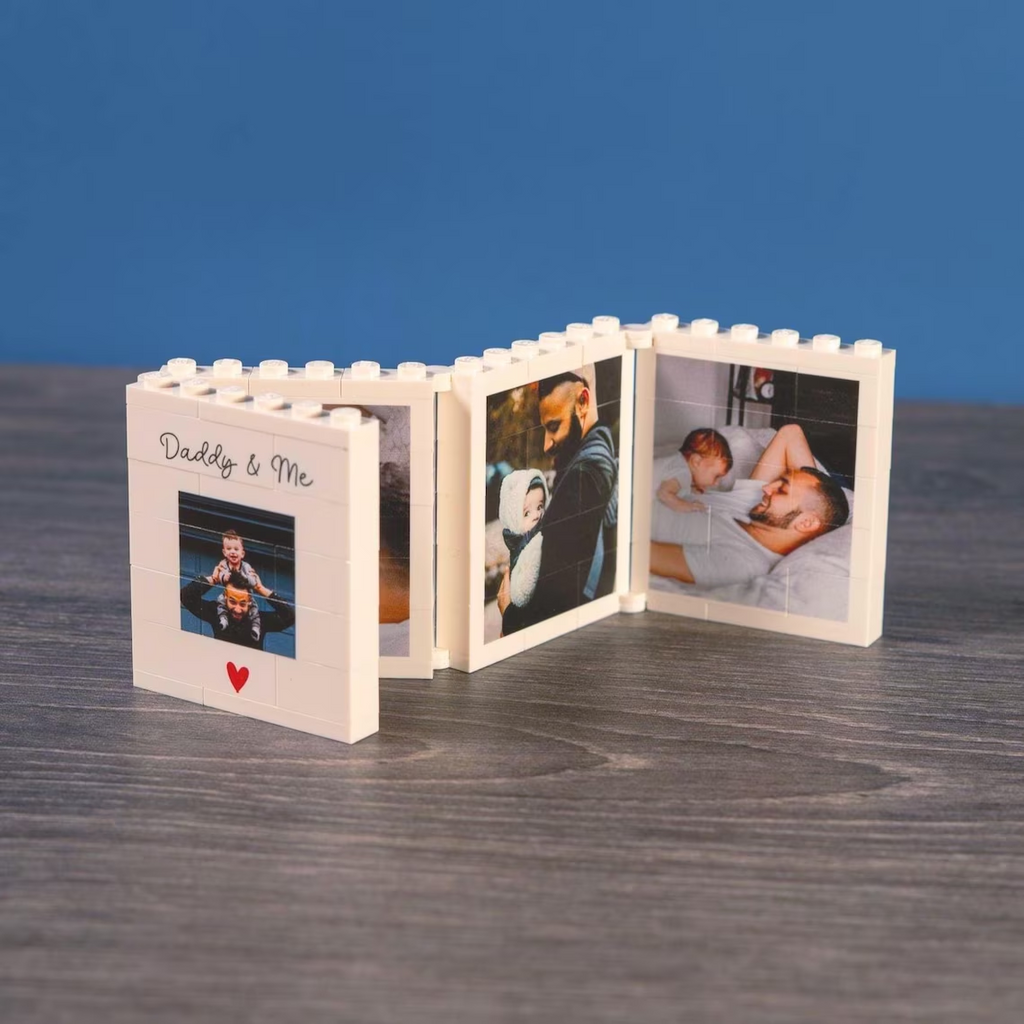 Custom Photo Fold-Out Brick Frame Gift for Dad Father's Day HN590 - Building Blocks diff design GradoCreations