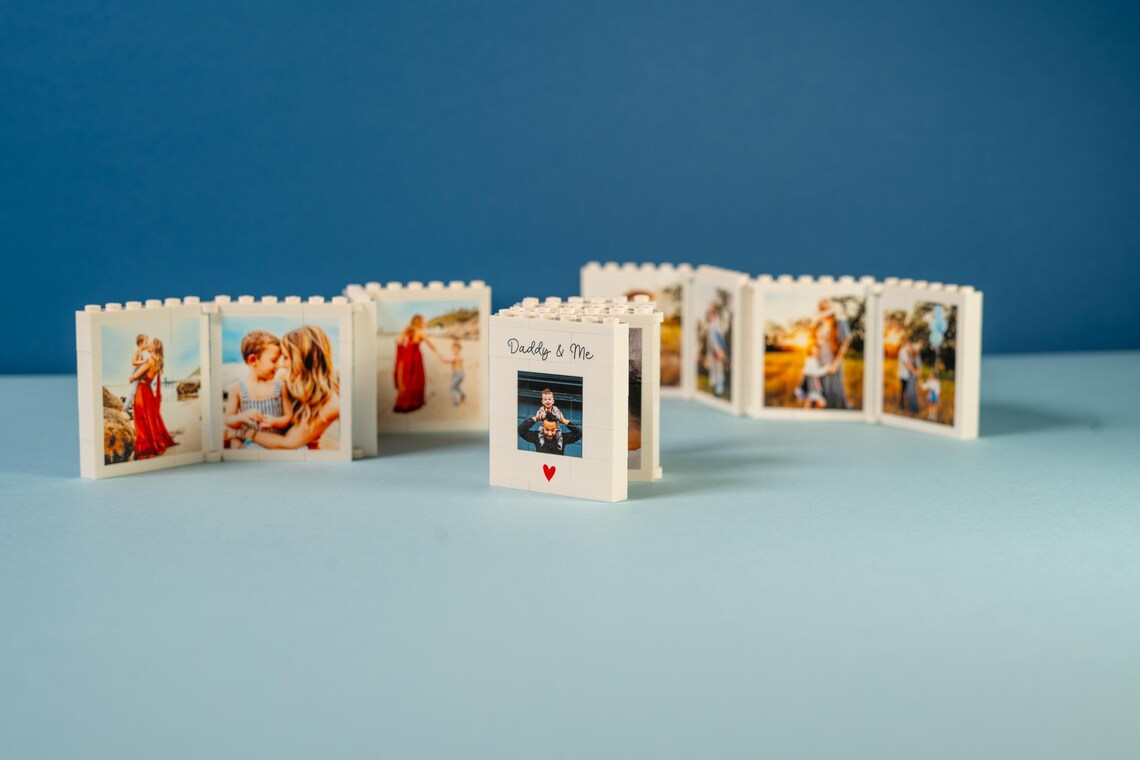 Custom Photo Fold-Out Brick Frame Gift for Dad Father's Day HN590 - Building Blocks diff design GradoCreations