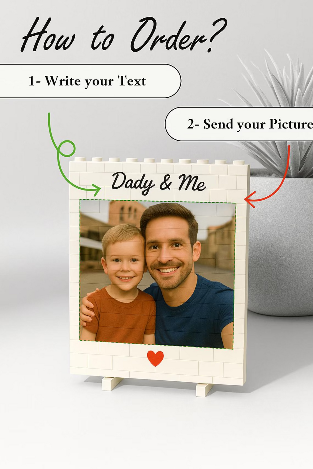 Custom Photo Building Blocks Gift for Dad Father's Day Keepsake HN590 - Building Blocks GradoCreations