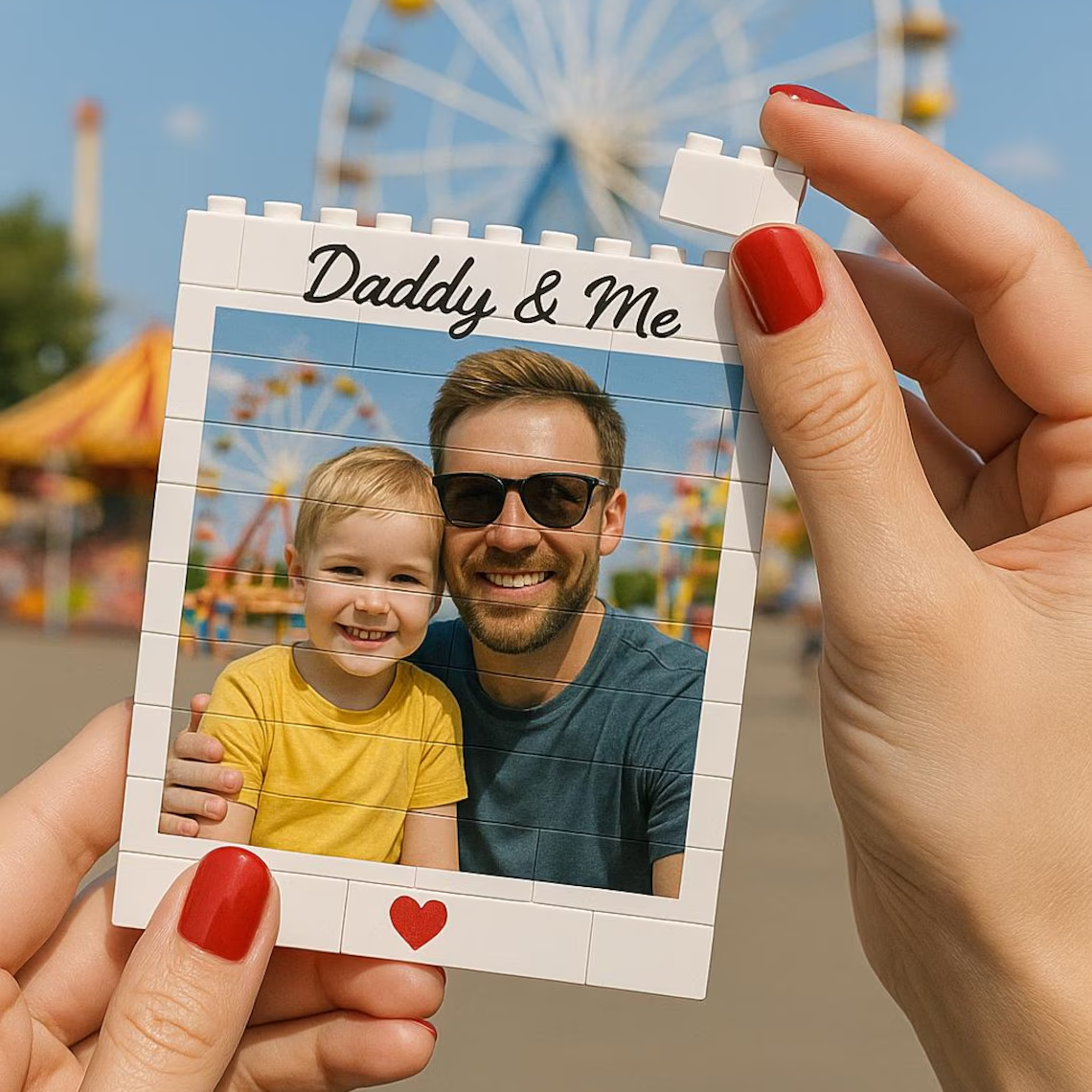 Custom Photo Building Blocks Gift for Dad Father's Day Keepsake HN590 - Building Blocks GradoCreations