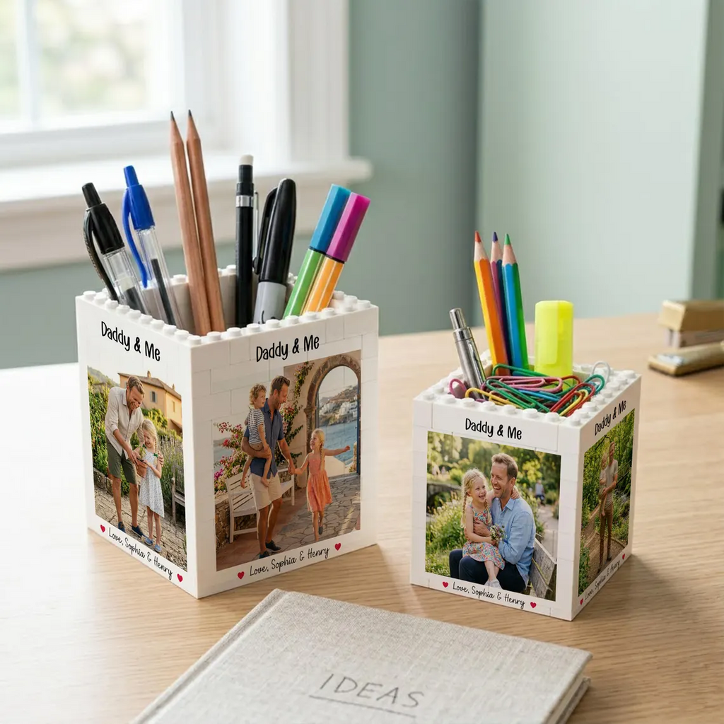 Custom Photo Brick Pencil Pot Personalized Gift for Dad HN590 - Brick Pencil Pot GradoCreations