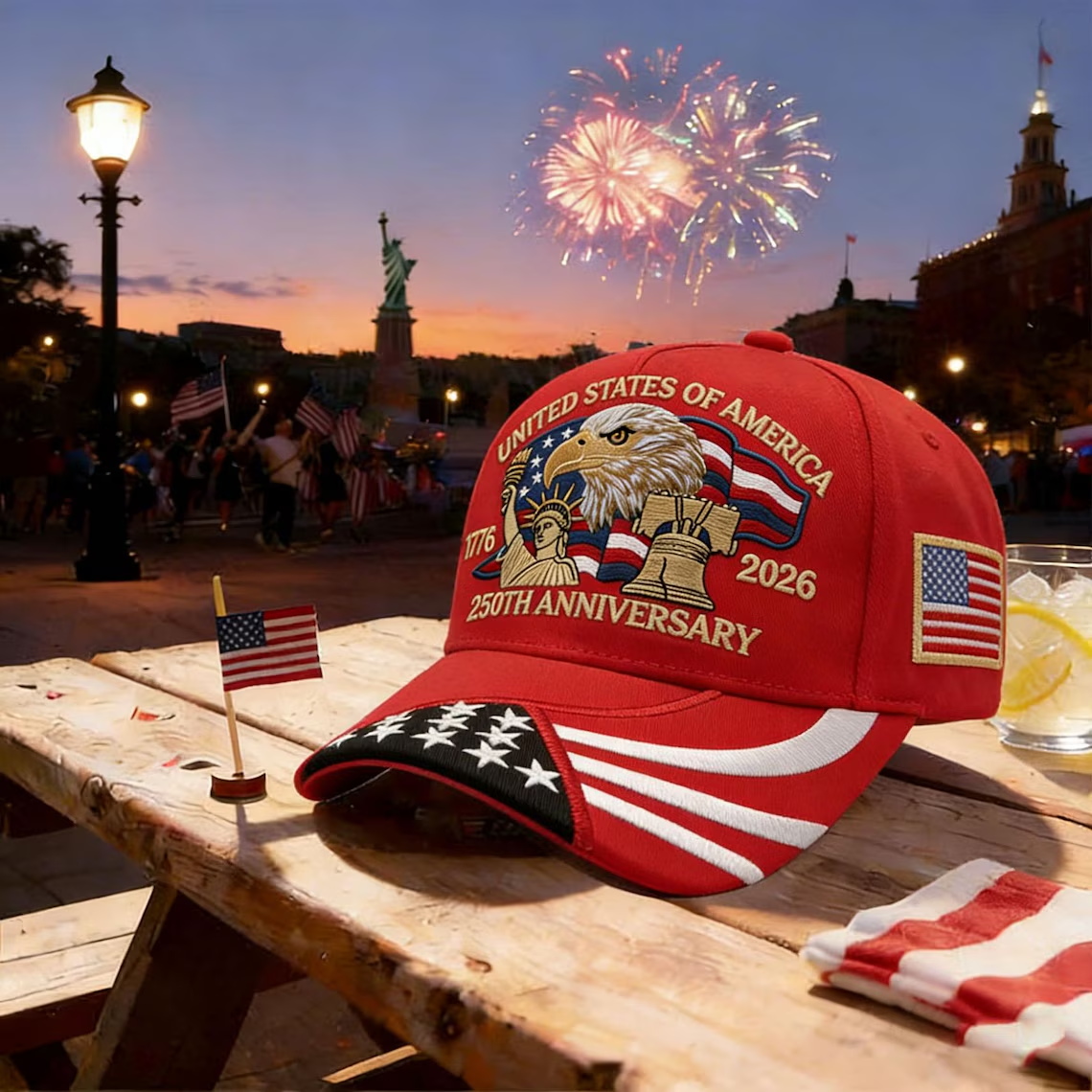 Personalized USA 250th Anniversary Embroidered Cap Gift HN590 - Embroidery Hat Josh GradoCreations