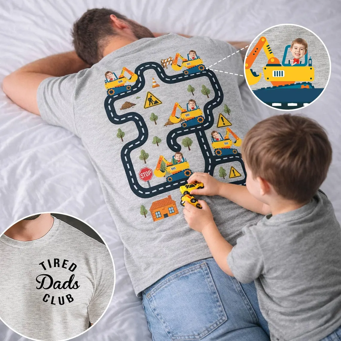 Personalized T-Shirt for Dads Club Custom Kid Photo Gift HN590 - Tshirt Back GradoCreations
