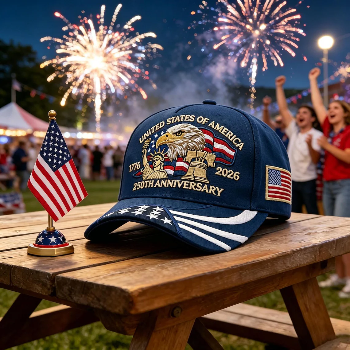 Personalized USA 250th Anniversary Embroidered Cap Gift HN590 - Embroidery Hat Josh GradoCreations