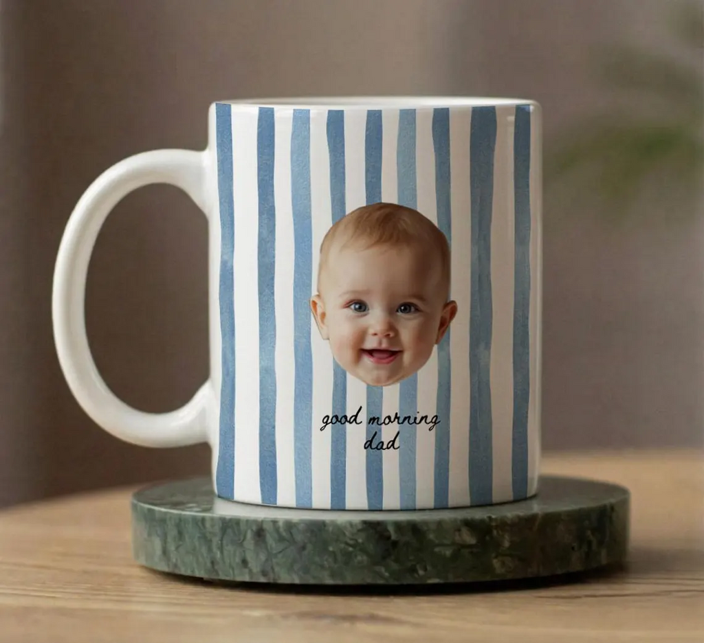 Custom Photo Baby Face Mug Personalized Gift for New Dad HN590 - edge to edge mug GradoCreations