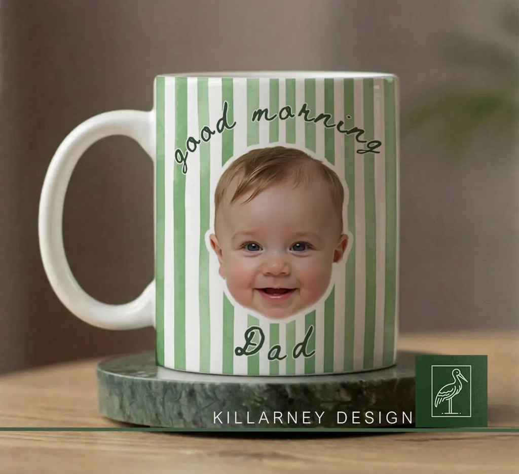 Custom Photo Baby Face Mug Personalized Gift for New Dad HN590 - edge to edge mug GradoCreations