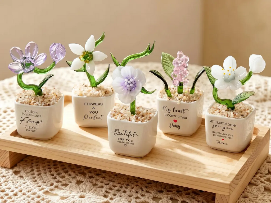 Personalized Glass Plant Pot Custom Name Gift for Teacher HN590 - Glass Flower Pot fix GradoCreations