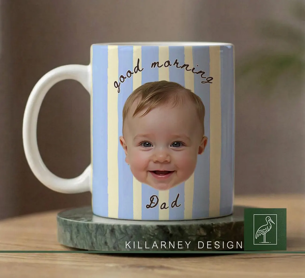 Custom Photo Baby Face Mug Personalized Gift for New Dad HN590 - edge to edge mug GradoCreations