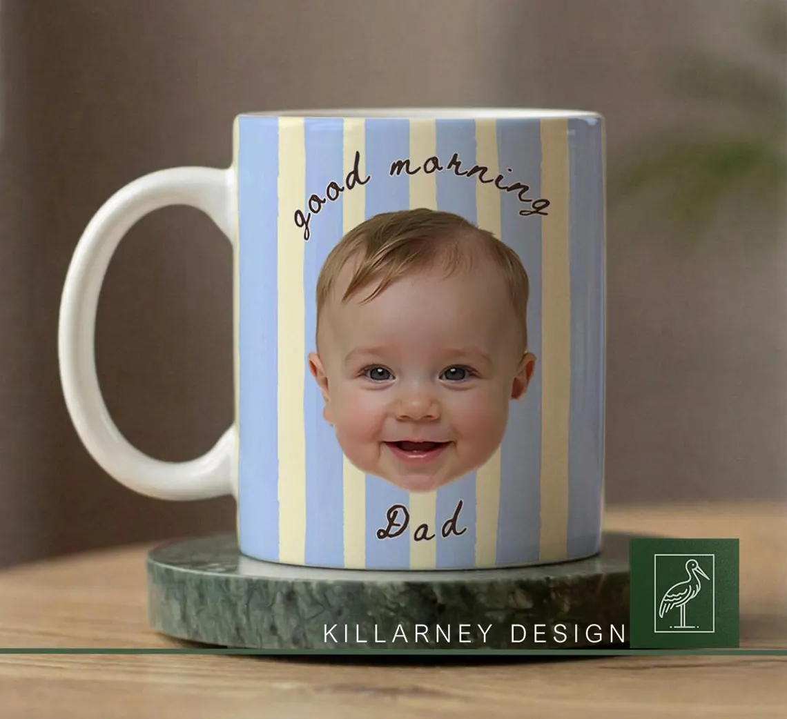 Custom Photo Baby Face Mug Personalized Gift for New Dad HN590 - edge to edge mug GradoCreations