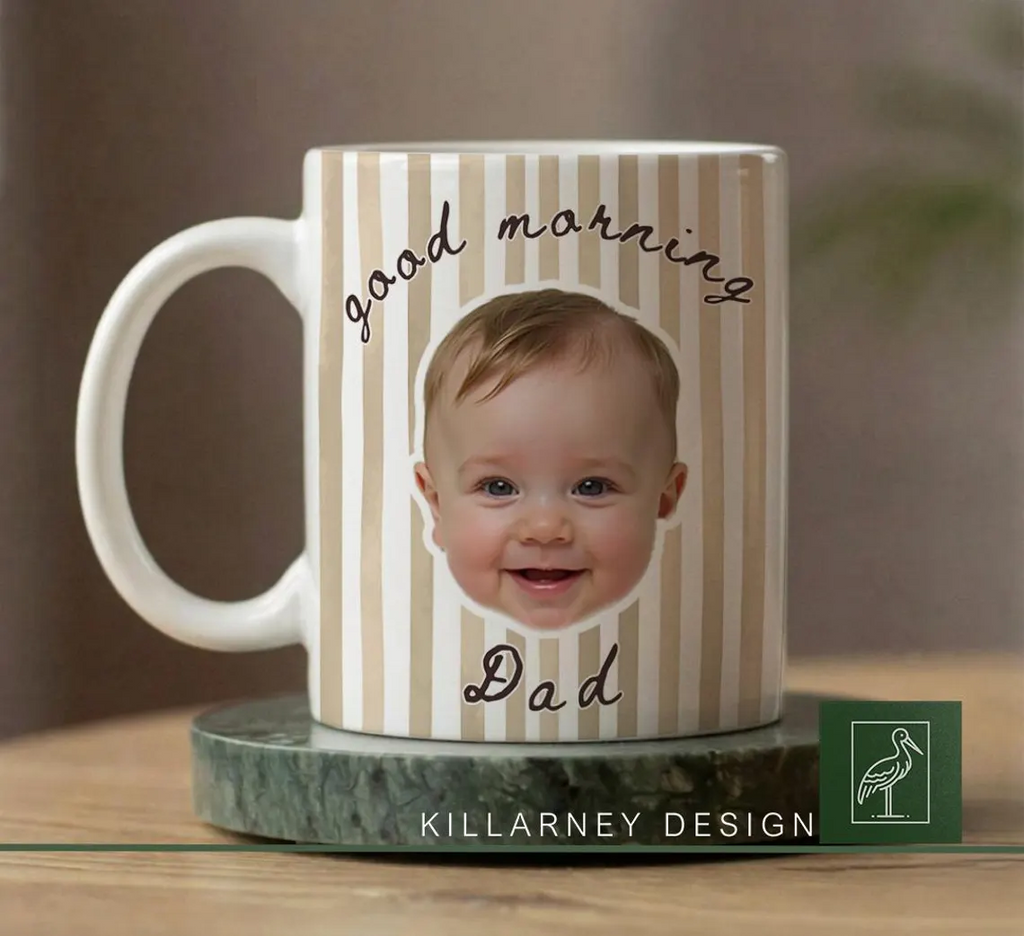 Custom Photo Baby Face Mug Personalized Gift for New Dad HN590 - edge to edge mug GradoCreations