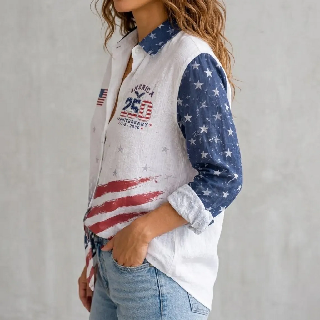 Personalized USA Flag Blouse Custom Name Gift for Women HN590 - Blouse Shirt GradoCreations