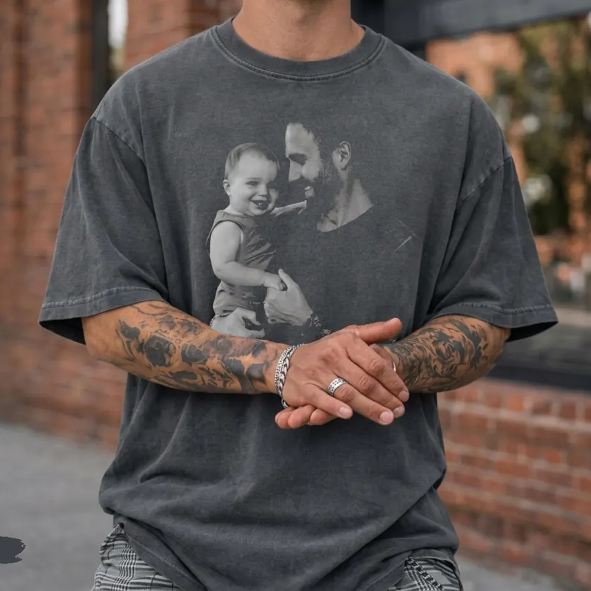 Personalized Photo Comfort Shirt Gift for Dad & Kid Comfort Shirt FIX GradoCreations