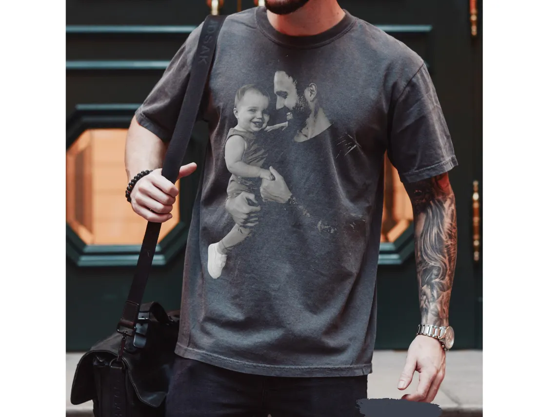 Personalized Photo Comfort Shirt Gift for Dad & Kid Comfort Shirt FIX GradoCreations