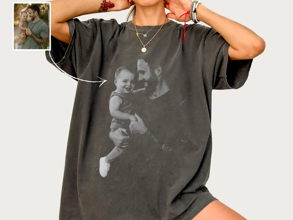 Personalized Photo Comfort Shirt Gift for Dad & Kid Comfort Shirt FIX GradoCreations