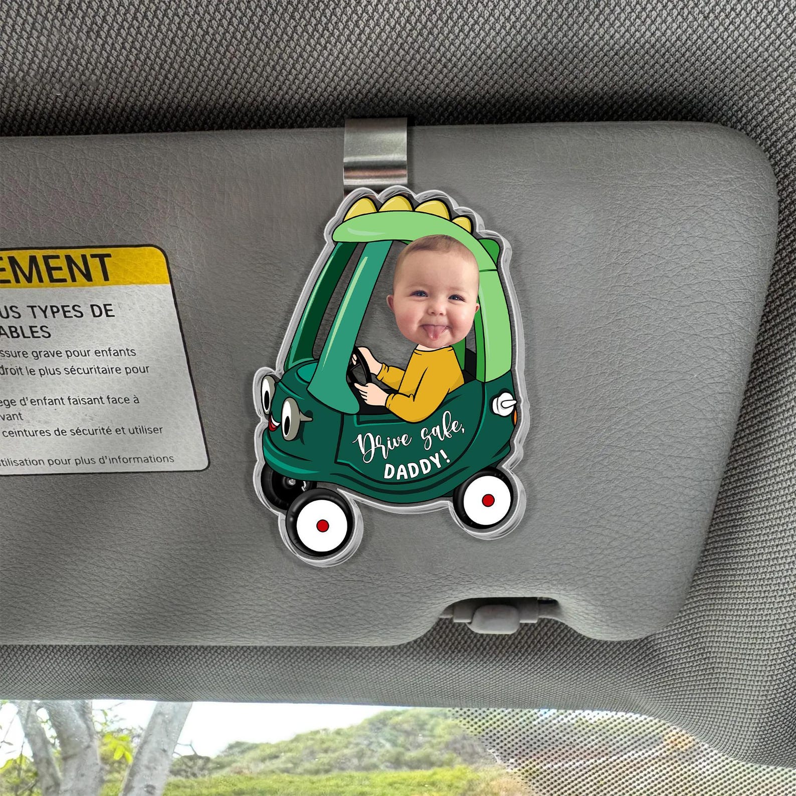 Personalized Photo Car Visor Clip Custom Gift for Dad HN590 - Acrylic Car Visor Clip Fix GradoCreations