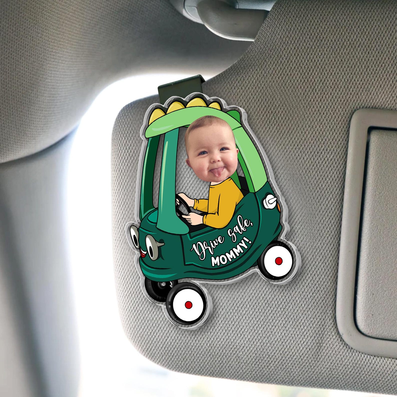 Personalized Photo Car Visor Clip Custom Gift for Dad HN590 - Acrylic Car Visor Clip Fix GradoCreations