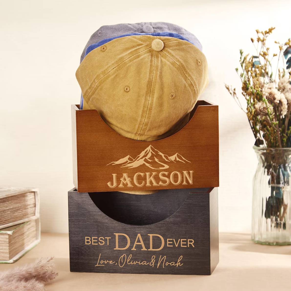 Personalized Engraved Hat Holder Gift for Dad Father's Day HN590 - Hat Holder BCF fix GradoCreations