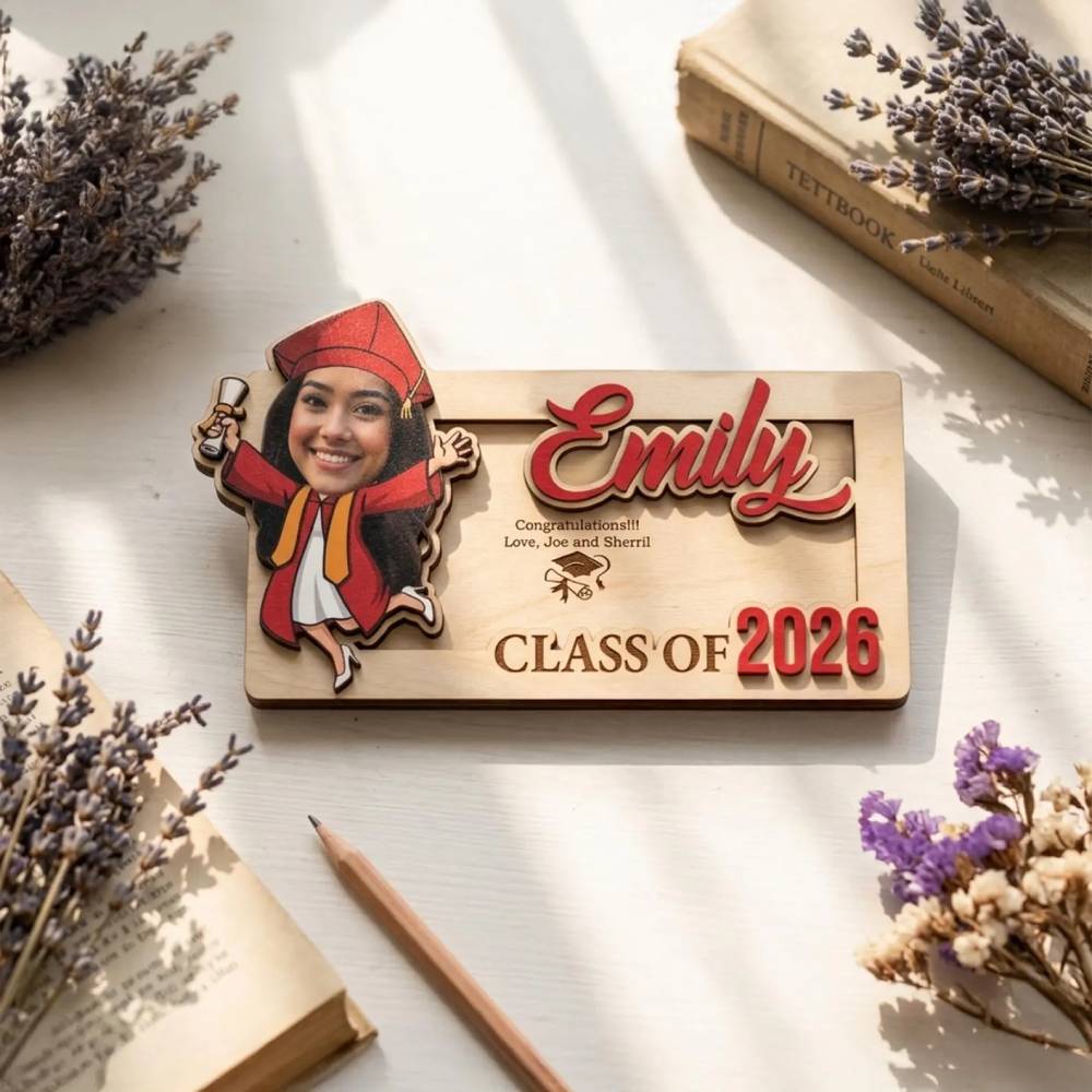 Personalized Graduation Wood Money Holder Class of 2026 Gift HN590 - Wood Money Holder fix GradoCreations