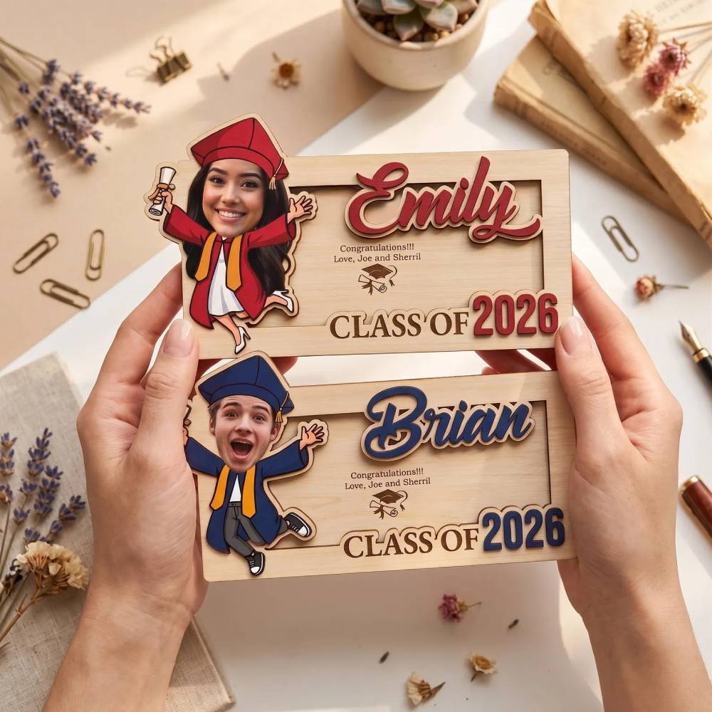 Personalized Graduation Wood Money Holder Class of 2026 Gift HN590 - Wood Money Holder fix GradoCreations