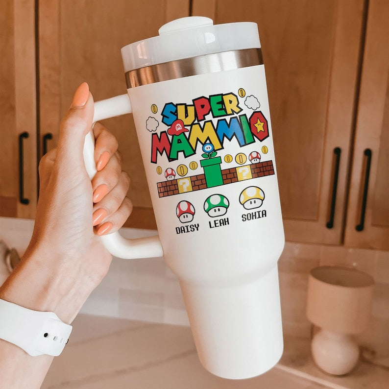 Personalized Super Mammio 40oz Tumbler Custom Name Gift for Mom