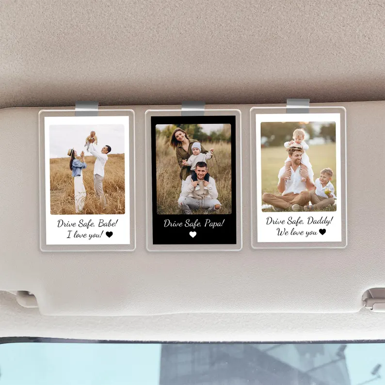 Custom Photo Car Visor Clip Personalized Gift for Dad HN590 - Acrylic Car Visor Clip GradoCreations