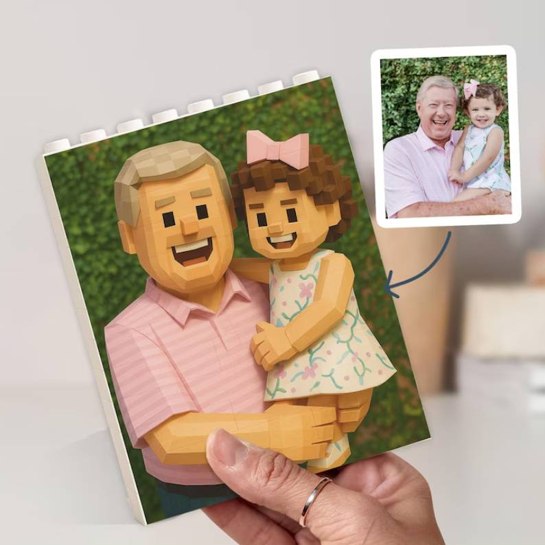 Personalized Photo Building Blocks Custom Gift for Dad HN590 - Building Blocks fix GradoCreations