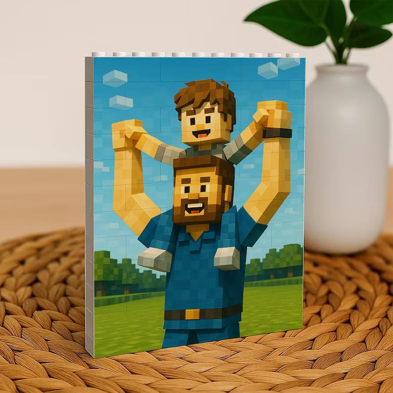 Personalized Photo Building Blocks Custom Gift for Dad HN590 - Building Blocks fix GradoCreations