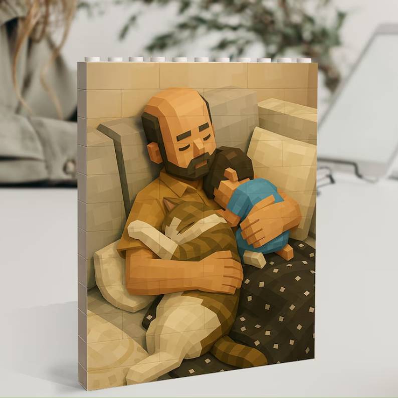 Personalized Photo Building Blocks Custom Gift for Dad HN590 - Building Blocks fix GradoCreations
