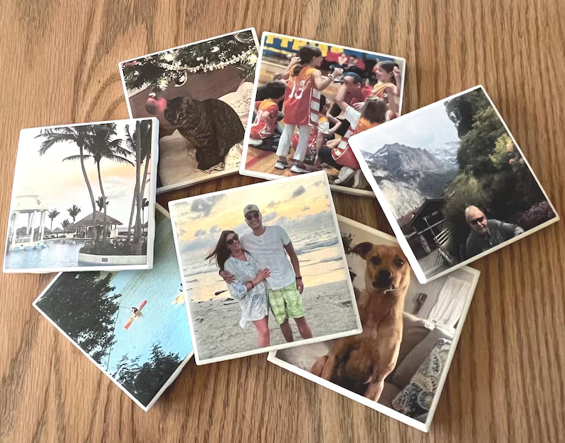 Personalized Ceramic Photo Coaster Custom Gift for Dad HN590 - Ceramic Coaster fix GradoCreations