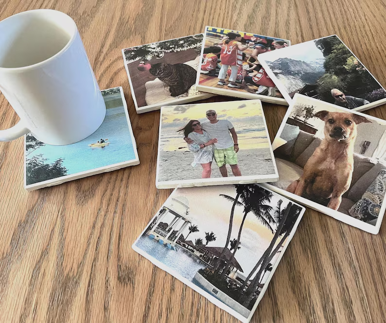 Personalized Ceramic Photo Coaster Custom Gift for Dad HN590 - Ceramic Coaster fix GradoCreations