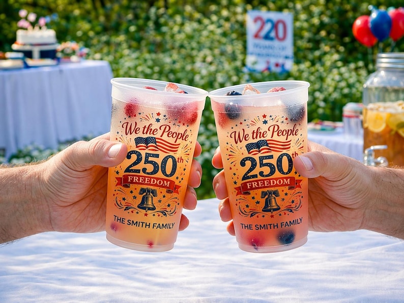 Personalized Frosted Cups 250th Anniversary USA Gift for Family