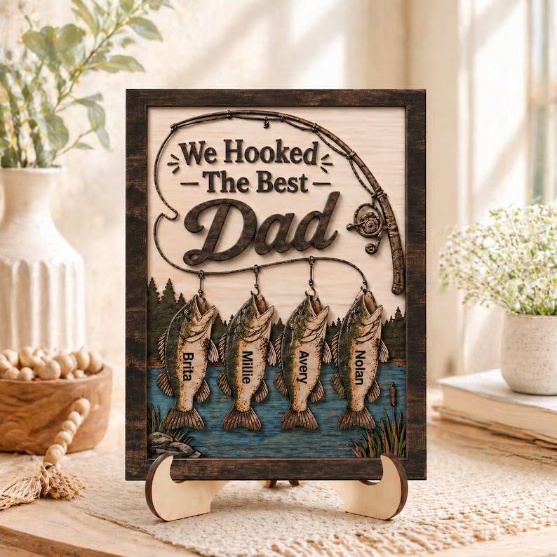 Personalized 2-Layered Wooden Plaque Gift for Dad - Father's Day HN590 - 2-Layered Wooden Plaque With Stand BCF fix GradoCreations