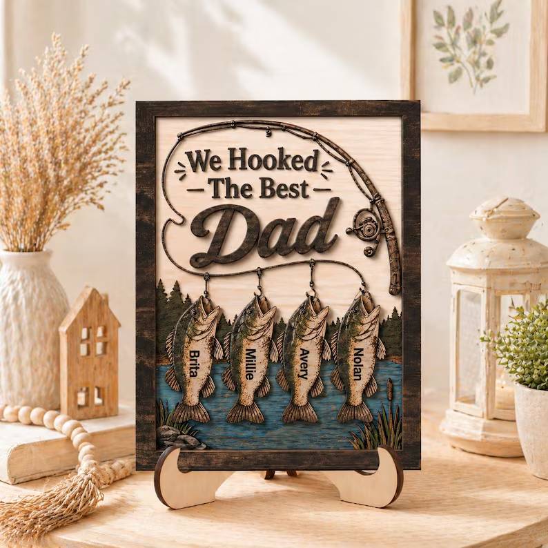 Personalized 2-Layered Wooden Plaque Gift for Dad - Father's Day HN590 - 2-Layered Wooden Plaque With Stand BCF fix GradoCreations