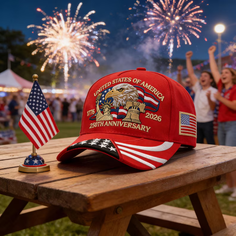 Personalized USA 250th Anniversary Embroidered Cap Gift HN590 - Embroidery Hat Josh GradoCreations