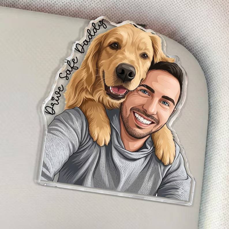Personalized Acrylic Fridge Magnet Custom Photo Gift for Dad HN590 - Custom Acrylic Shape Magnet AI fix GradoCreations