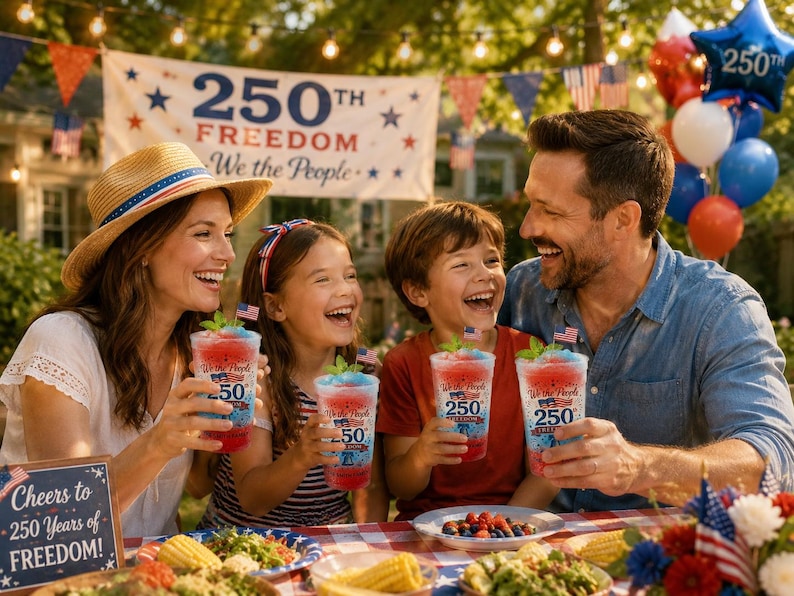 Personalized Frosted Cups 250th Anniversary USA Gift for Family