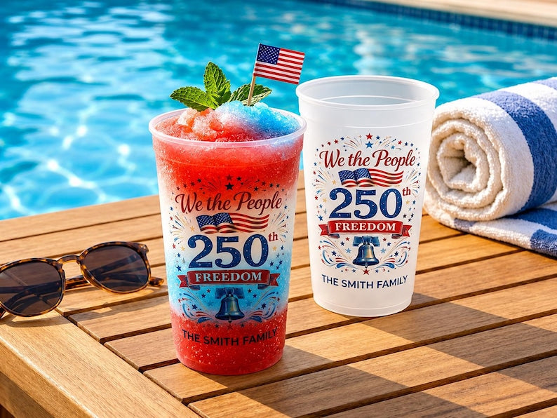 Personalized Frosted Cups 250th Anniversary USA Gift for Family