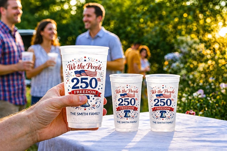 Personalized Frosted Cups 250th Anniversary USA Gift for Family
